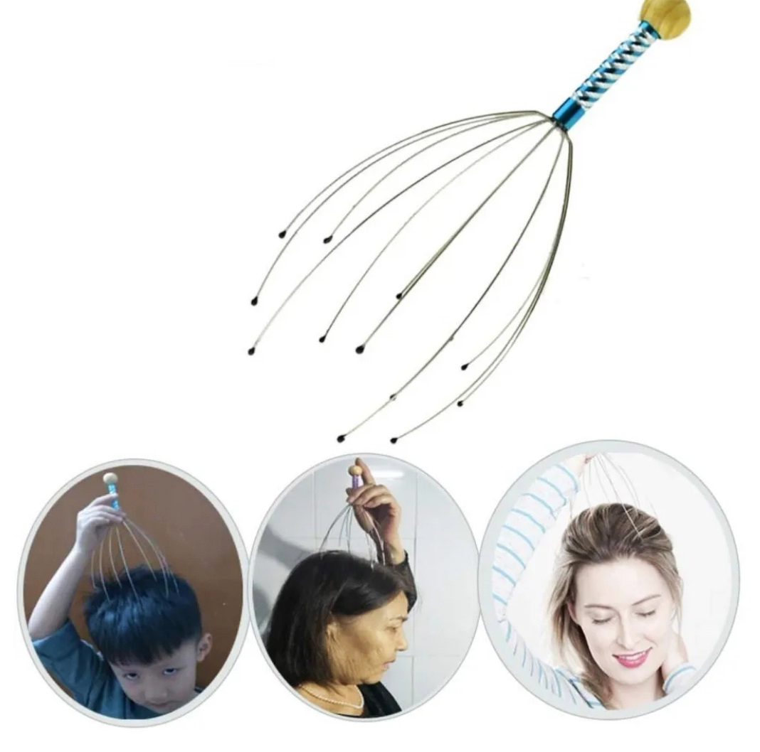 Head Massager Manual, Hand Held Head Scalp Massager for Pain Relief and Hair Growth, Octopus Scalp Scratcher 12 Fingers for Head Massage, Hair Massage, Neck Massage, Body Massage, Relax Spa Therapy, Pain Relief, (Multicolor) Pack of 01